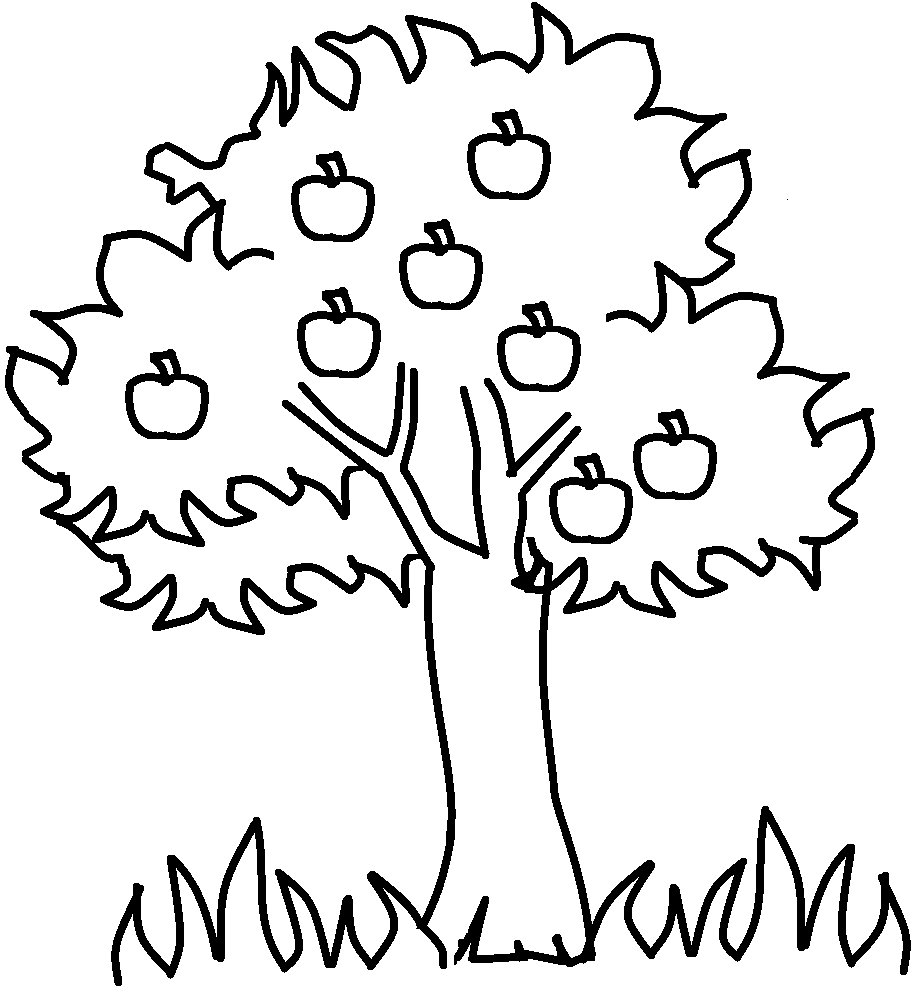 Family Tree Clip Art Black And White Printable Apple Coloring ...
