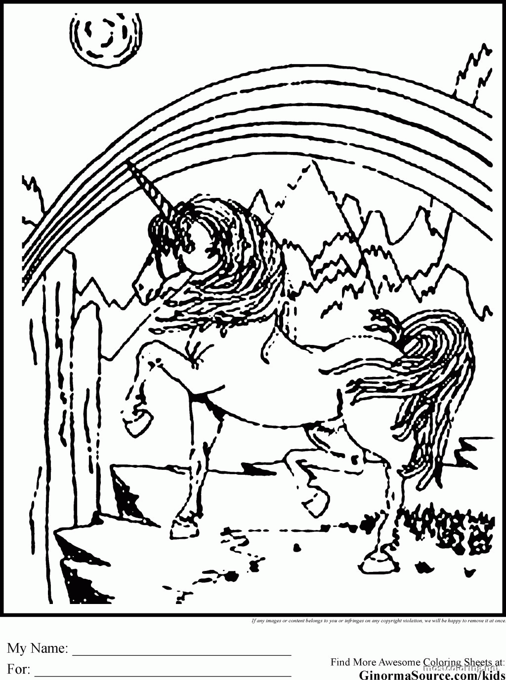 Unicorn Rainbow Coloring Pages Coloring Home