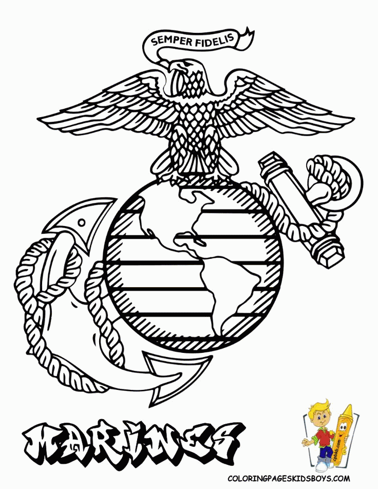 Marine Corp Logo Coloring Pages To Print Coloring Home
