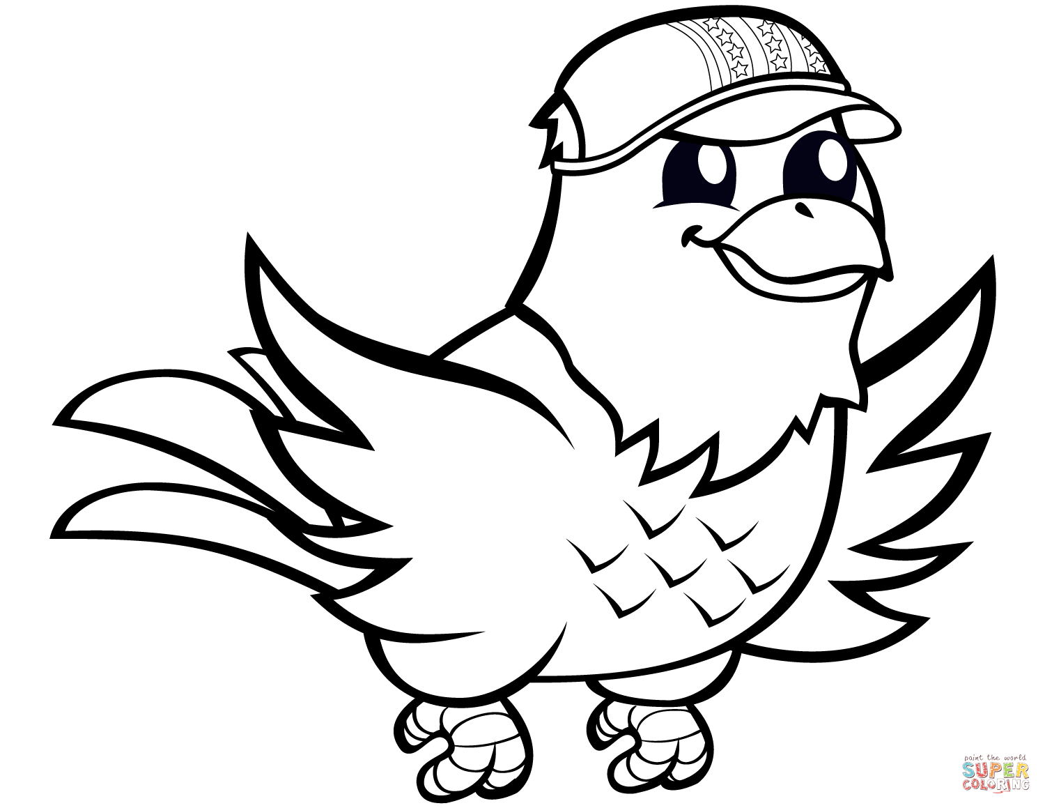 Funny Eagle with Baseball Cap coloring page | Free Printable Coloring Pages