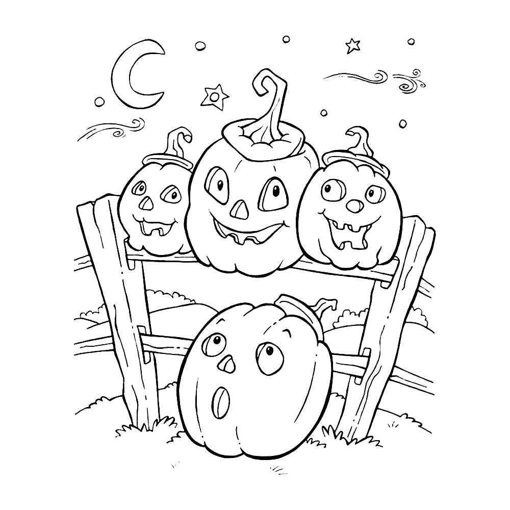Leuk voor kids (Fun for kids) – Happy Halloween pumpkins on a fence