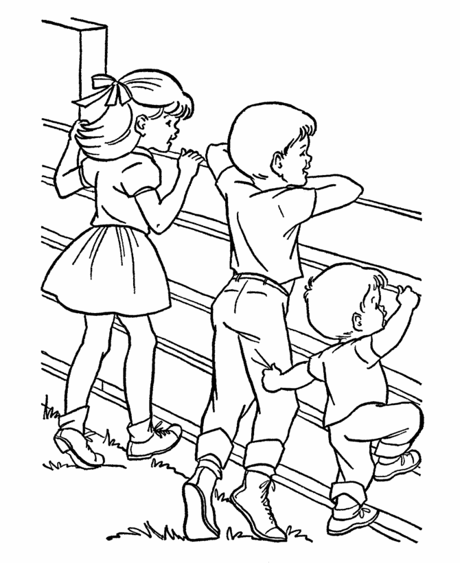 Farm Fun and Family coloring page | Looking through the farm fence | Farm  animal coloring pages, Farm coloring pages, Coloring pages