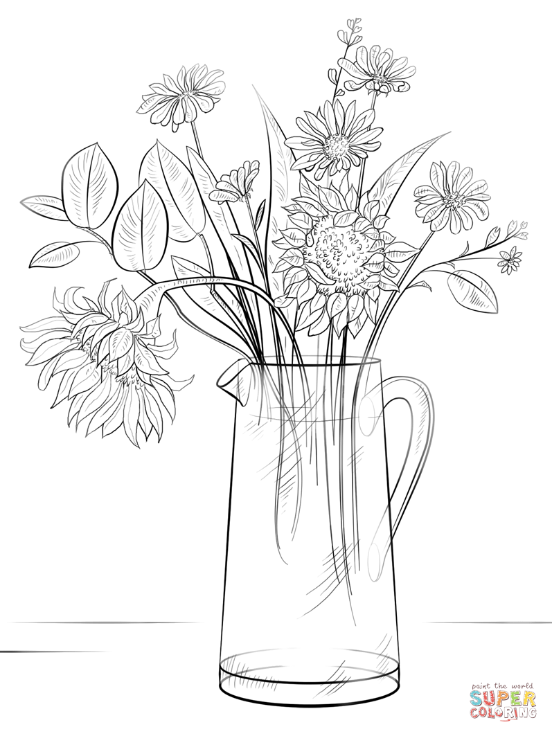 Bouquet of Flowers coloring page | Free Printable Coloring Pages