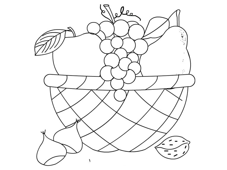 fruit basket coloring page | Crafts and Worksheets for Preschool ...