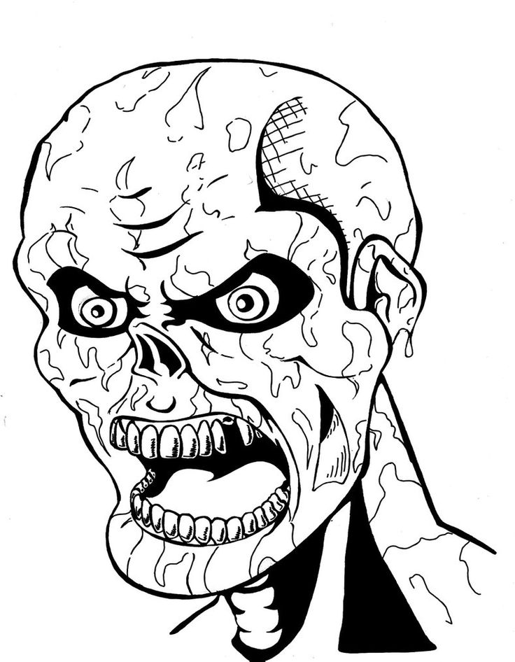Scary Zombie Coloring Page - Coloring Home