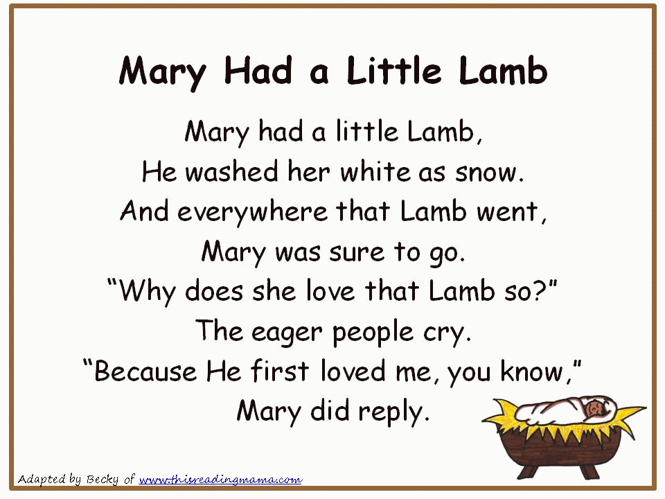 Mary Had A Little Lamb Coloring Page - Coloring Home