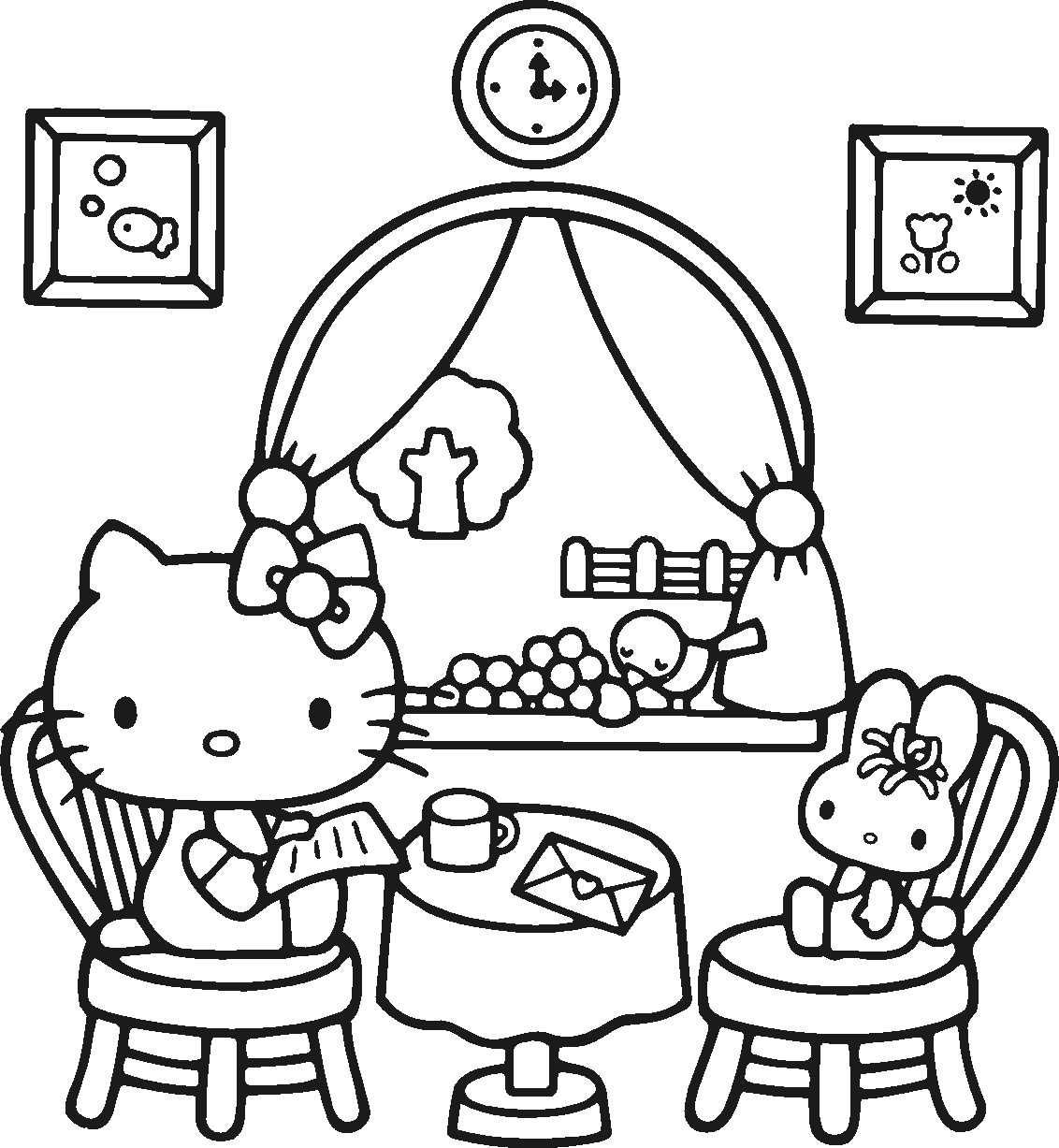 Free Kids Pritout Hello Kitty Valentine Day Celebration Coloring Pages