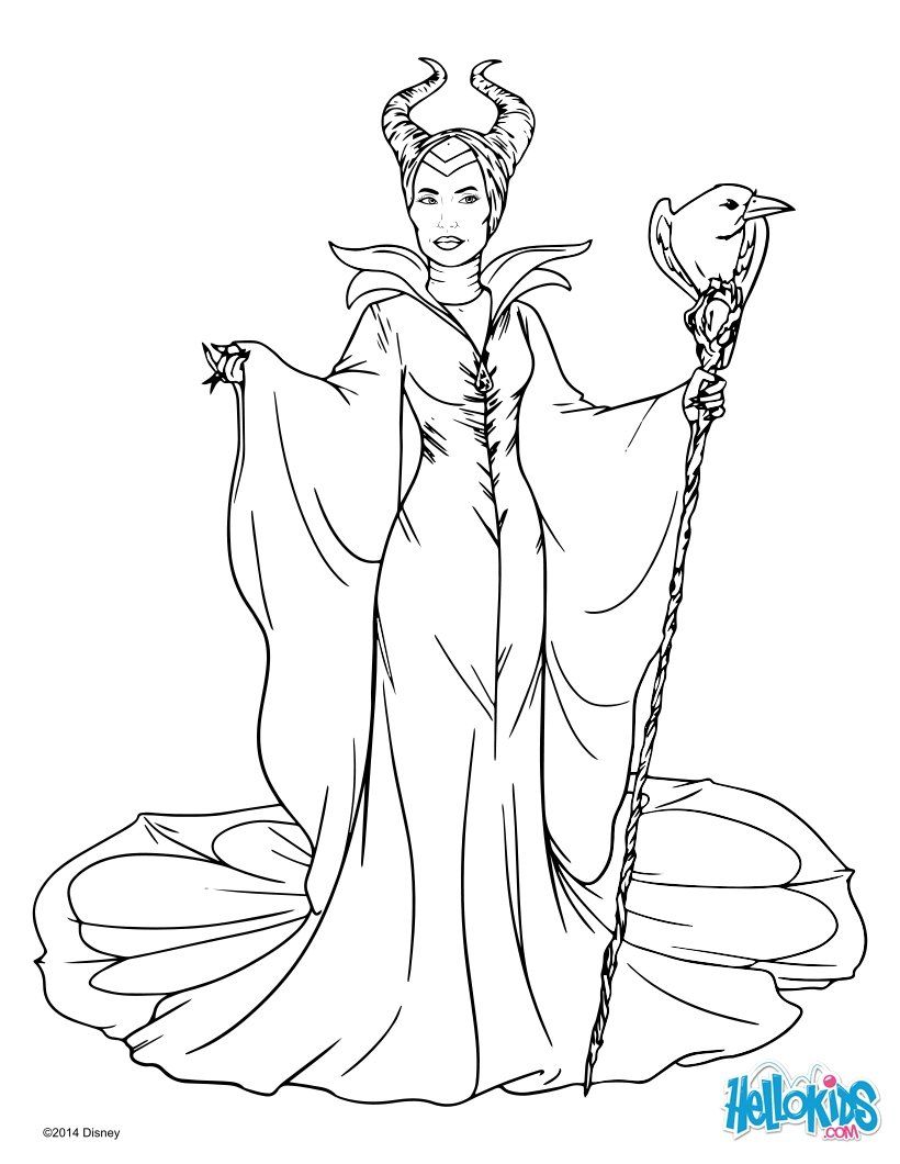 Sleeping Beauty coloring pages - Maleficent with cane