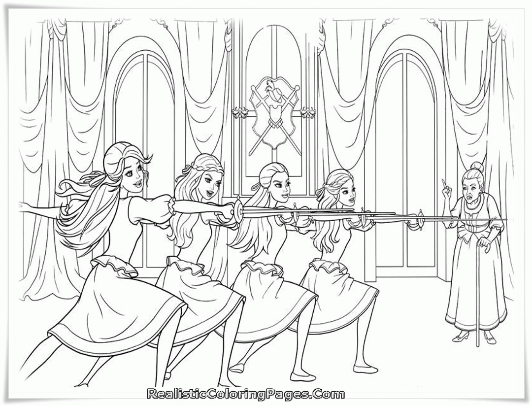 Barbie And The Three Musketeers Coloring Pages Online - Coloring