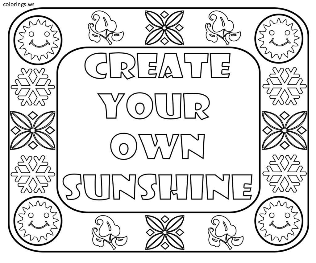 coloring ~ Create Your Own Sunshine Sayings Coloring Page ...