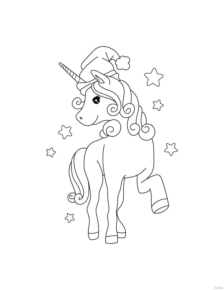 Christmas Unicorn Coloring Page in ...
