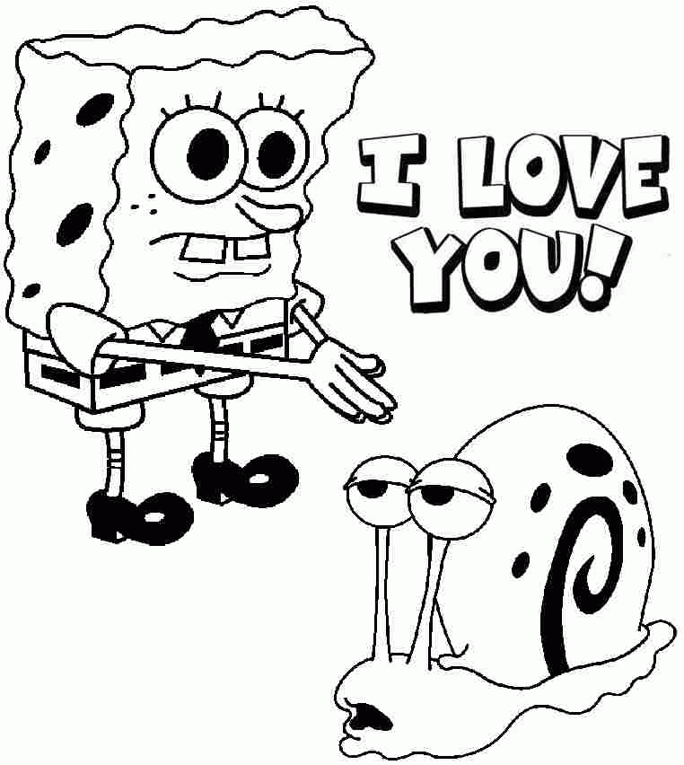 Printable Spongebob Valentine Coloring Sheets For Kids - #10219.