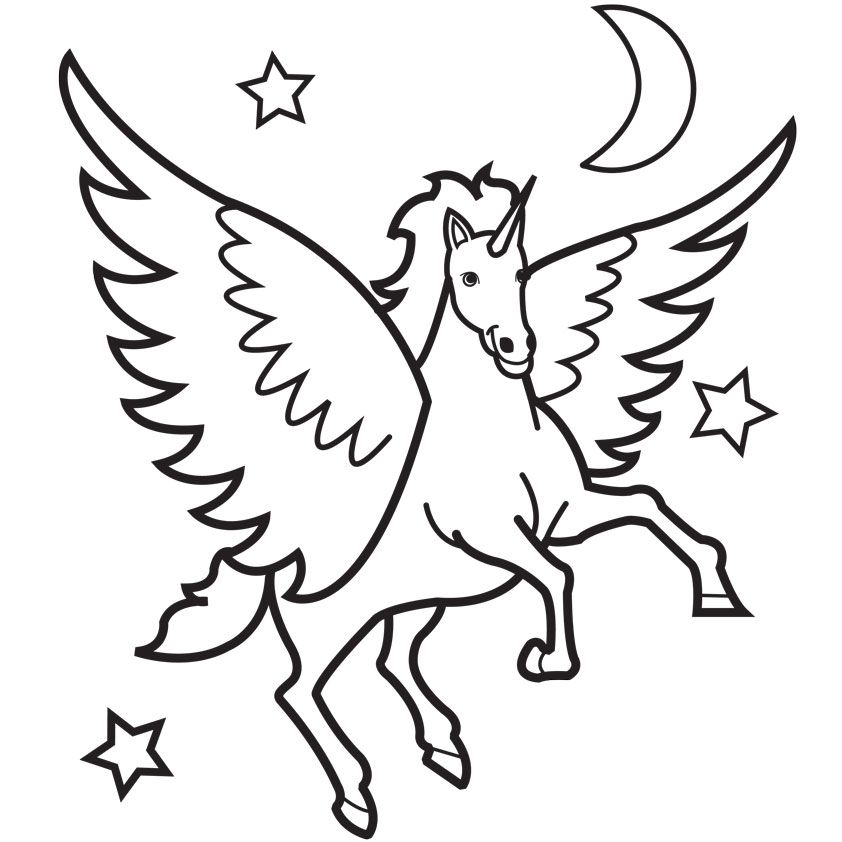 Flying Unicorn - Coloring Pages for Kids and for Adults