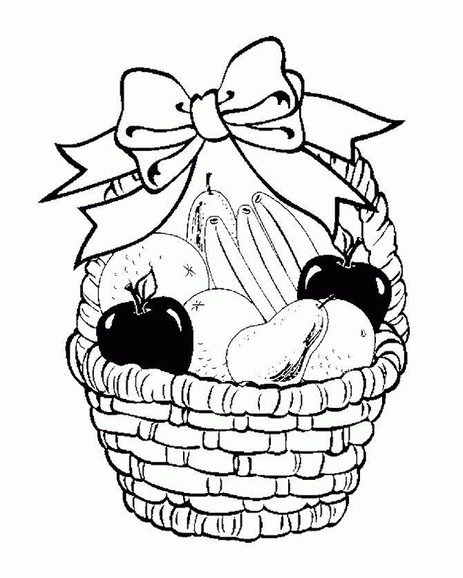 Coloring Pages Of Fruits In A Basket - Coloring Home