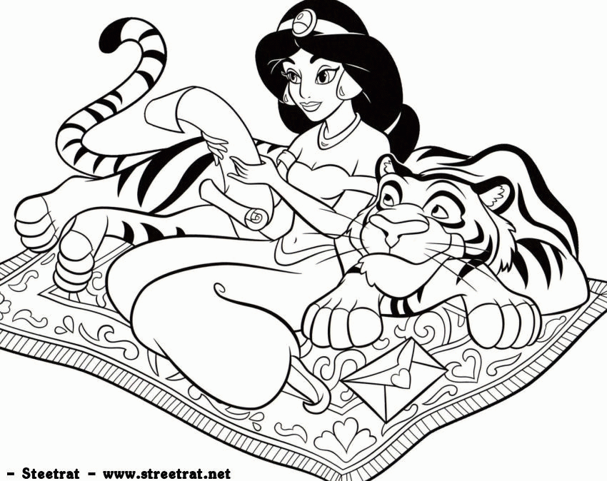 Papers Aladdin Coloring Pages Beautiful Princess Jasmine, Learning ...