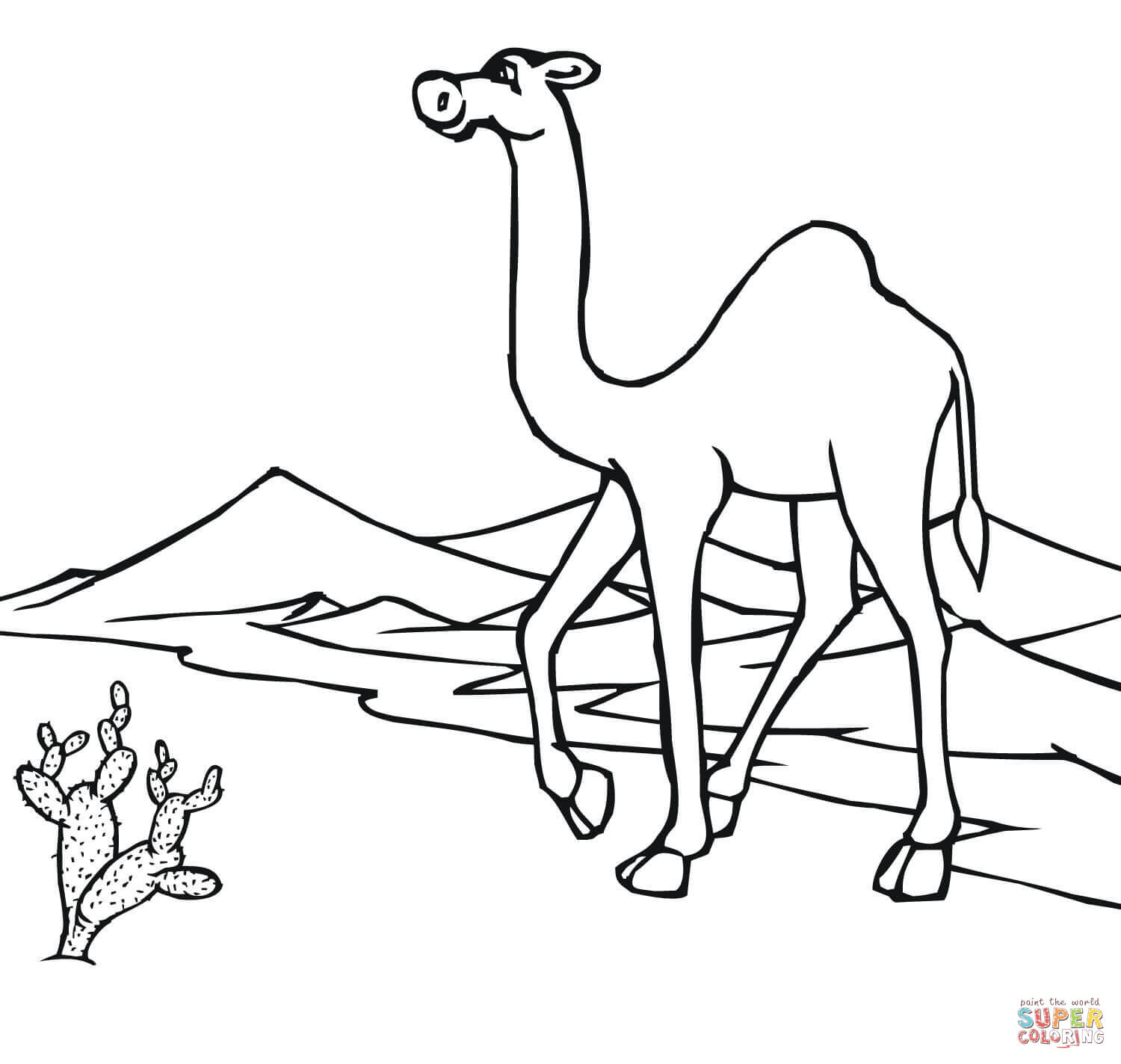 Camel on the go Through Desert coloring page | Free Printable ...