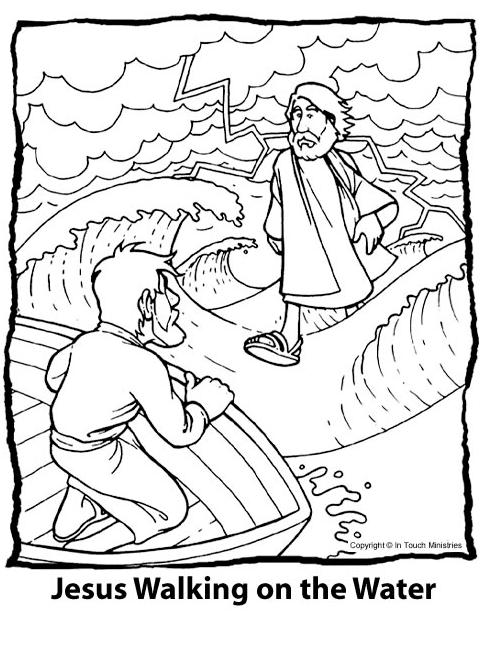 Jesus walking on water coloring page