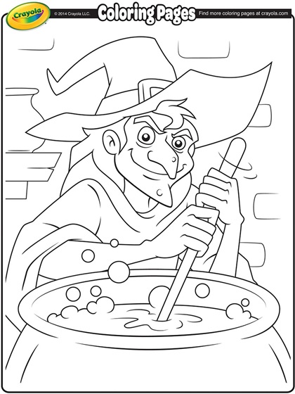 Witch and Her Cauldron Coloring Page | crayola.com