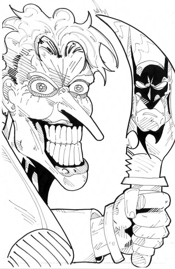 Scary Joker with Knife Coloring Page - NetArt