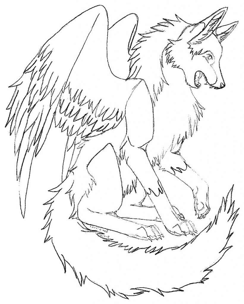 Winged Wolf Coloring Pages Coloring Home