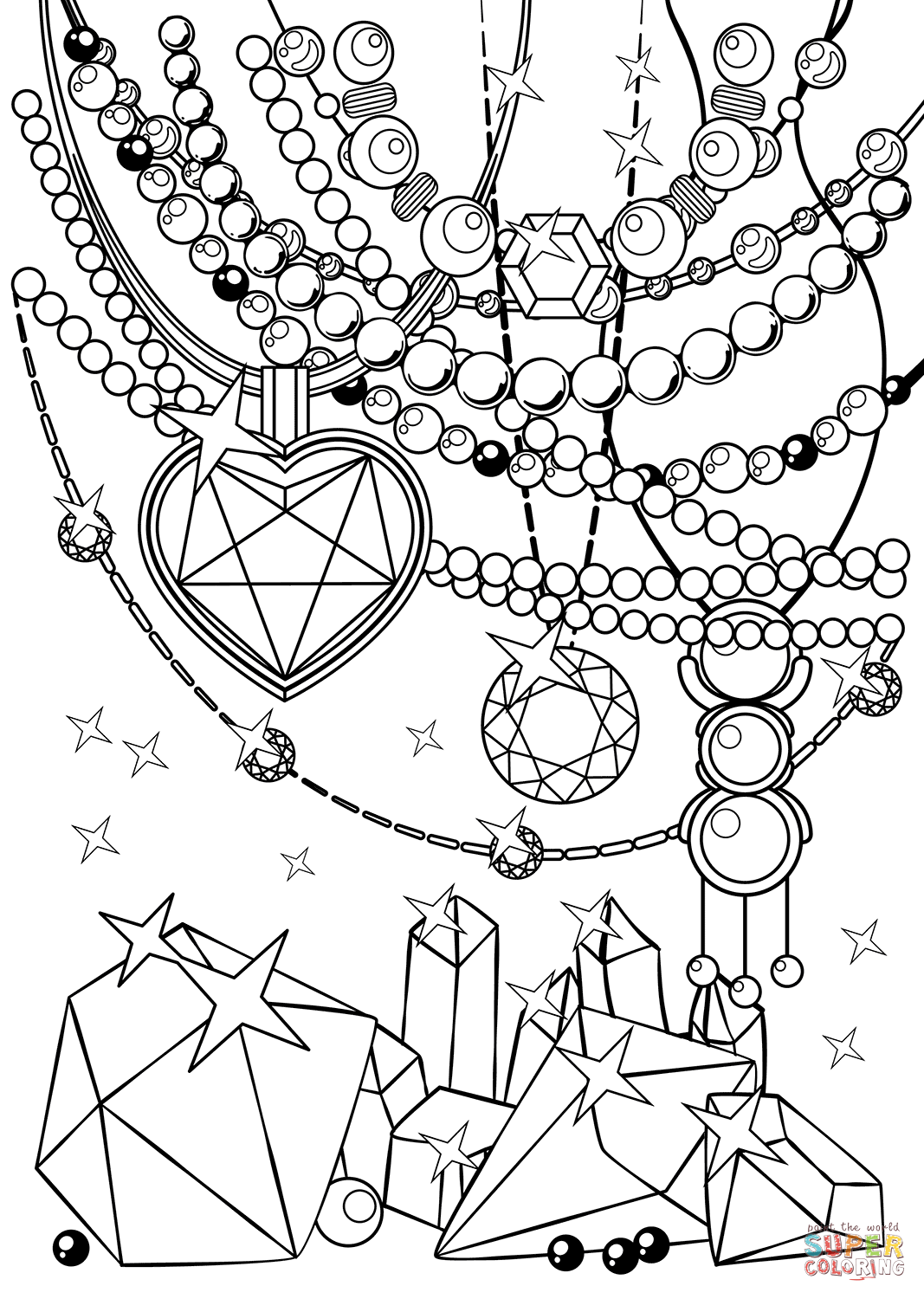 Beads and Crystals coloring page | Free Printable Coloring Pages
