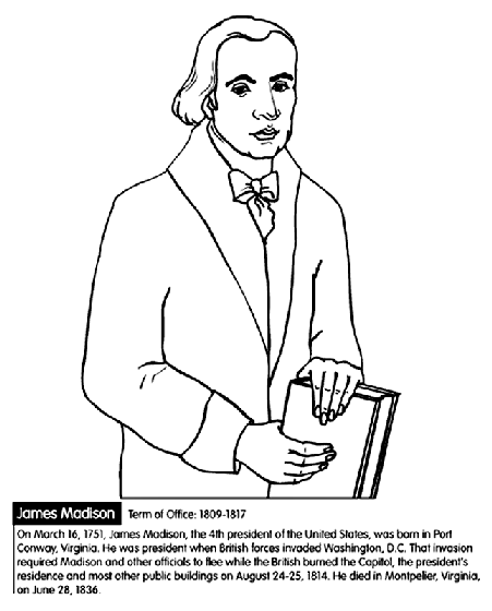 U.S. President James Madison Coloring Page | crayola.com