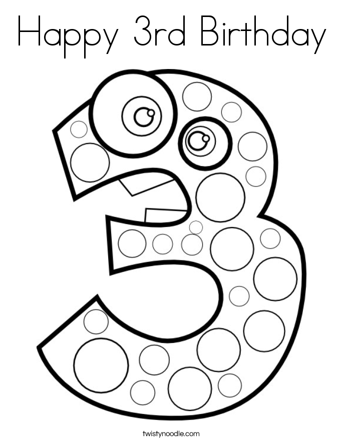 Number 3 Coloring Pages - Twisty Noodle