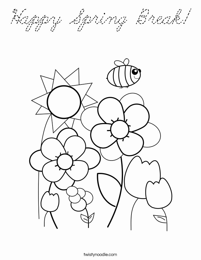 Spring Break Coloring Pages New Cursive Coloring Pages at Getdrawings |  Meriwer Coloring
