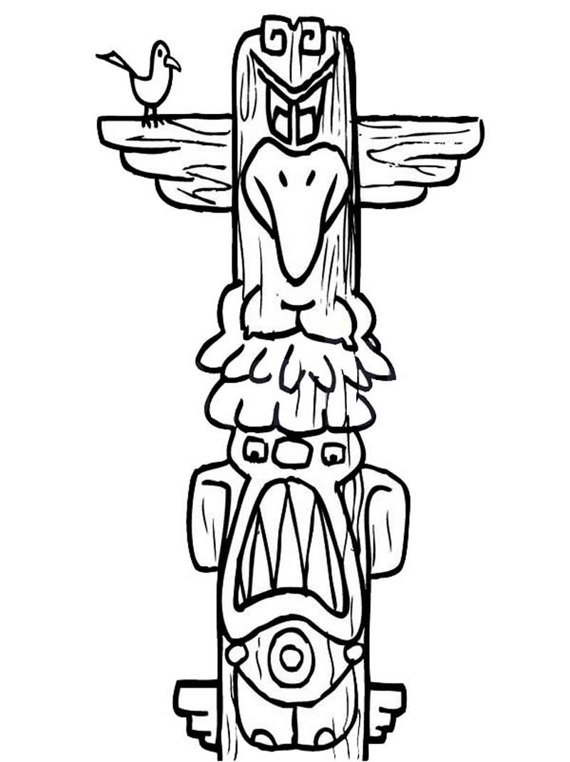 Totem Pole - Coloring Pages for Kids and for Adults