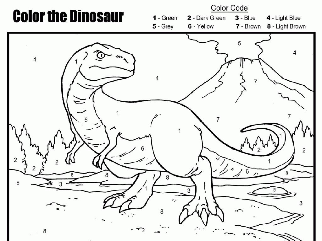 color by number coloring pages dinosaurs | Best Coloring Page Site