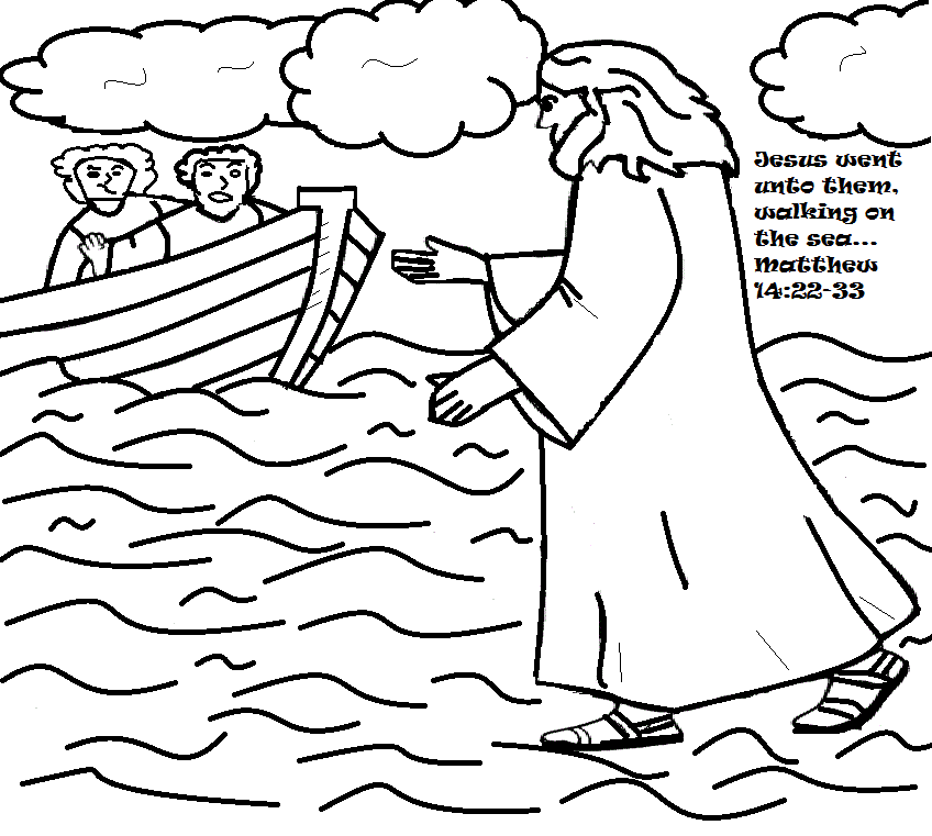 Peter Walks On Water Coloring Pages - Coloring Home