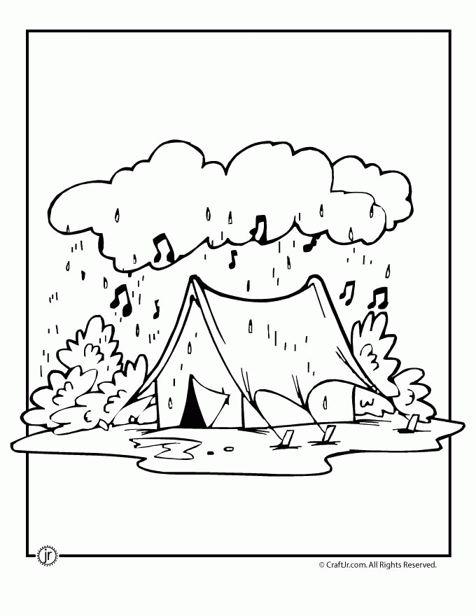 Camping Coloring Pages Rainy Day Camping Coloring Page – Craft Jr ...