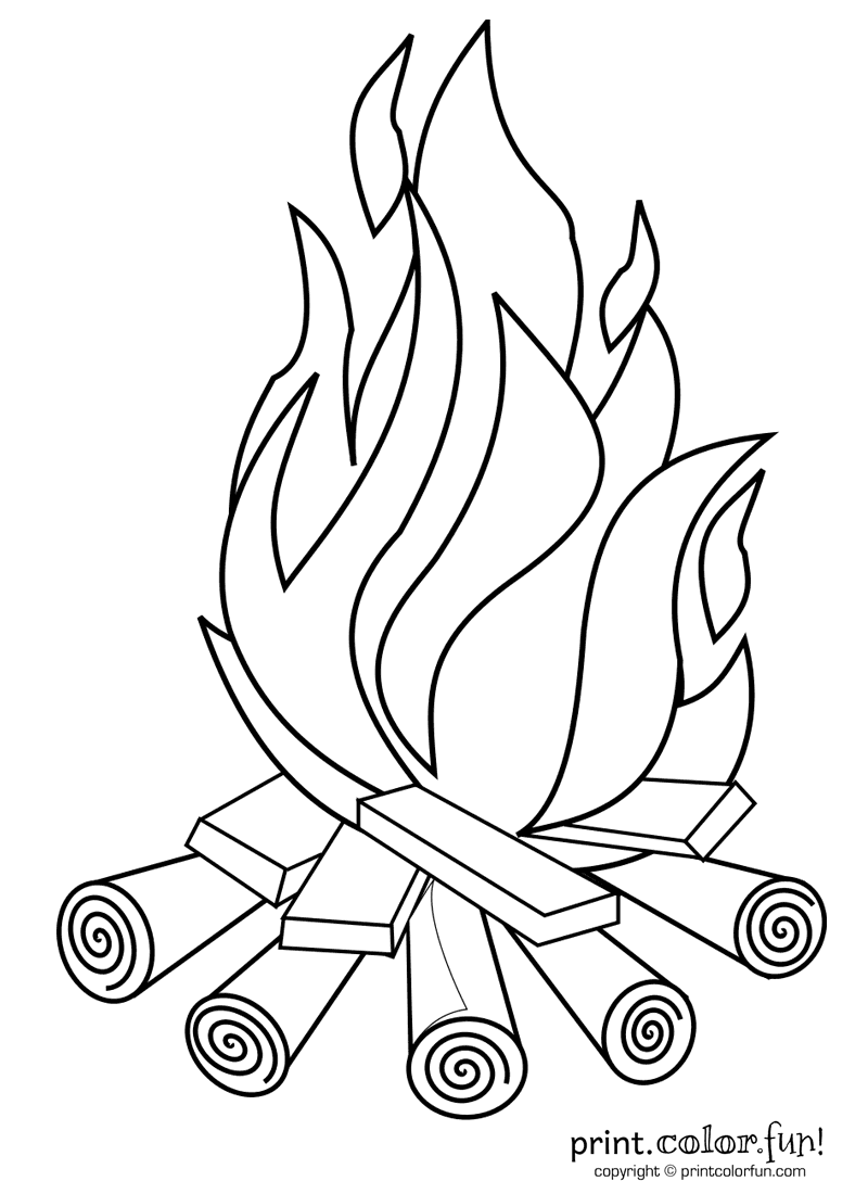 Campfire Coloring Page - Coloring Home