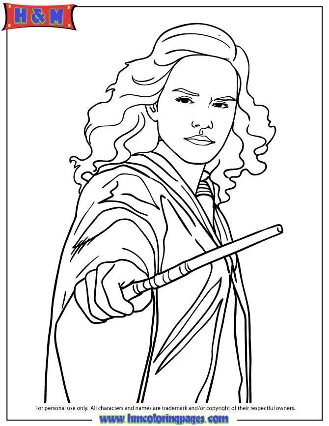 Harry Potter Hermione Granger Holding Wand Coloring Page | H & M ...