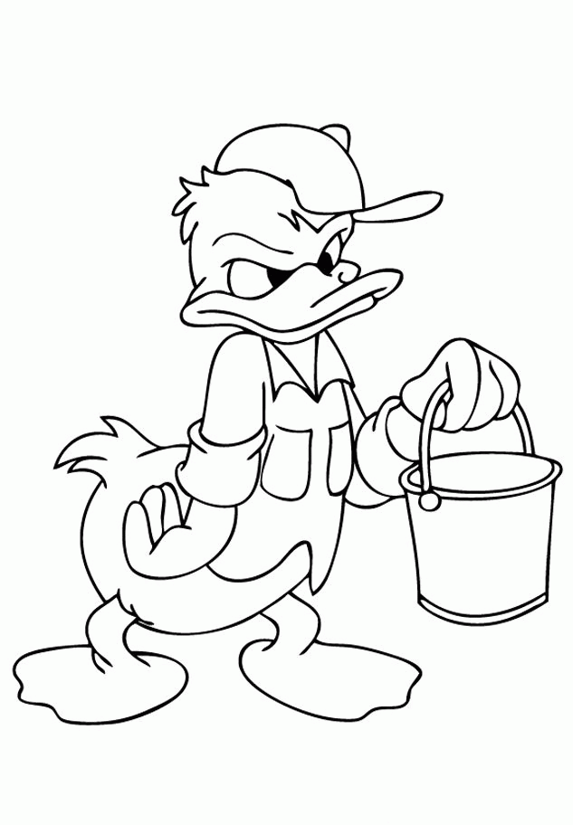 Donald With Bucket Coloring Page | Boys pages of KidsColoringPage ...