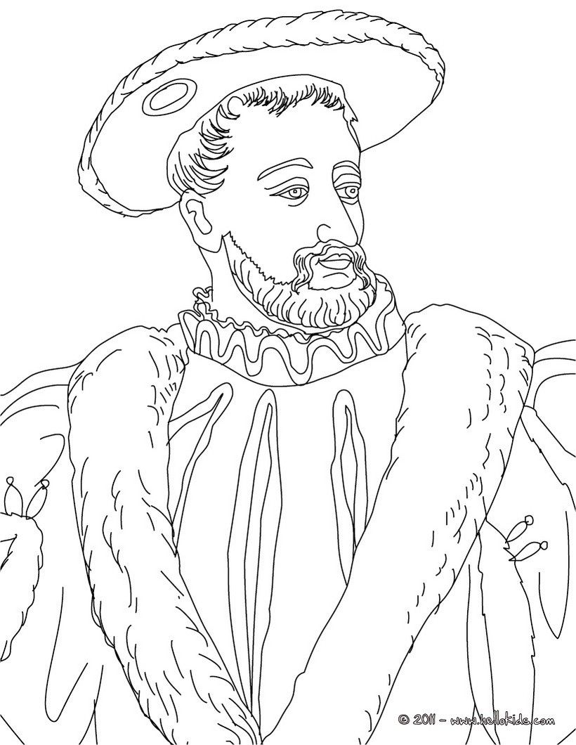 FRENCH KINGS AND QUEENS coloring pages - FRANCIS I King of France