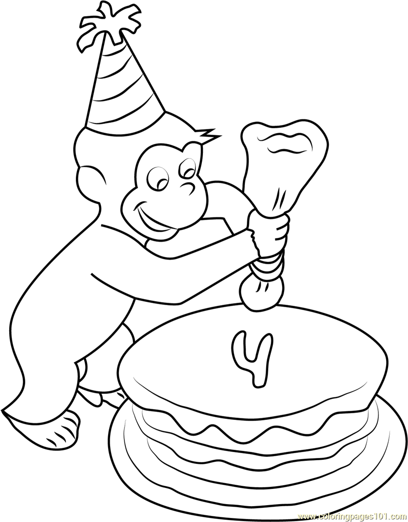 Curious George making Birthday Cake Coloring Page for Kids - Free Curious  George Printable Coloring Pages Online for Kids - ColoringPages101.com | Coloring  Pages for Kids