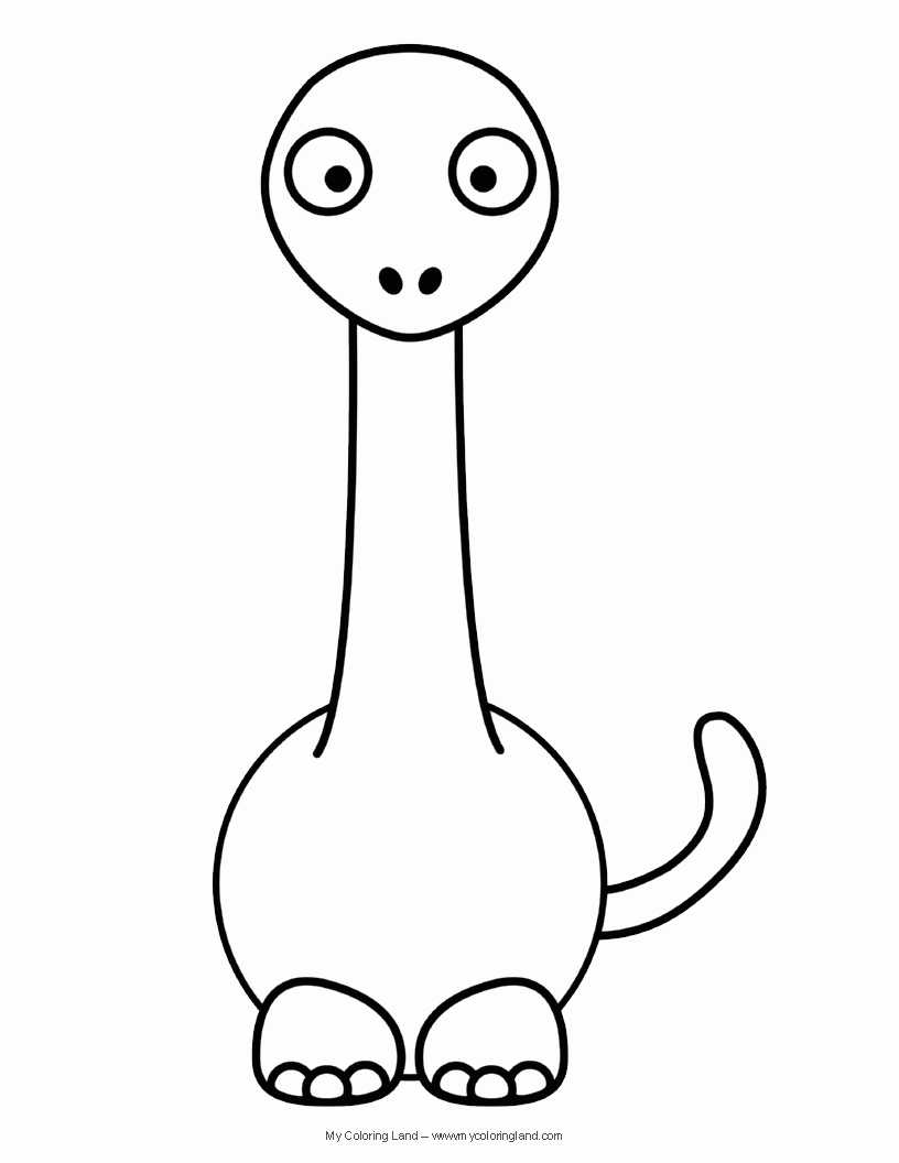Cute Cartoon Dinosaur - Coloring Pages for Kids and for Adults