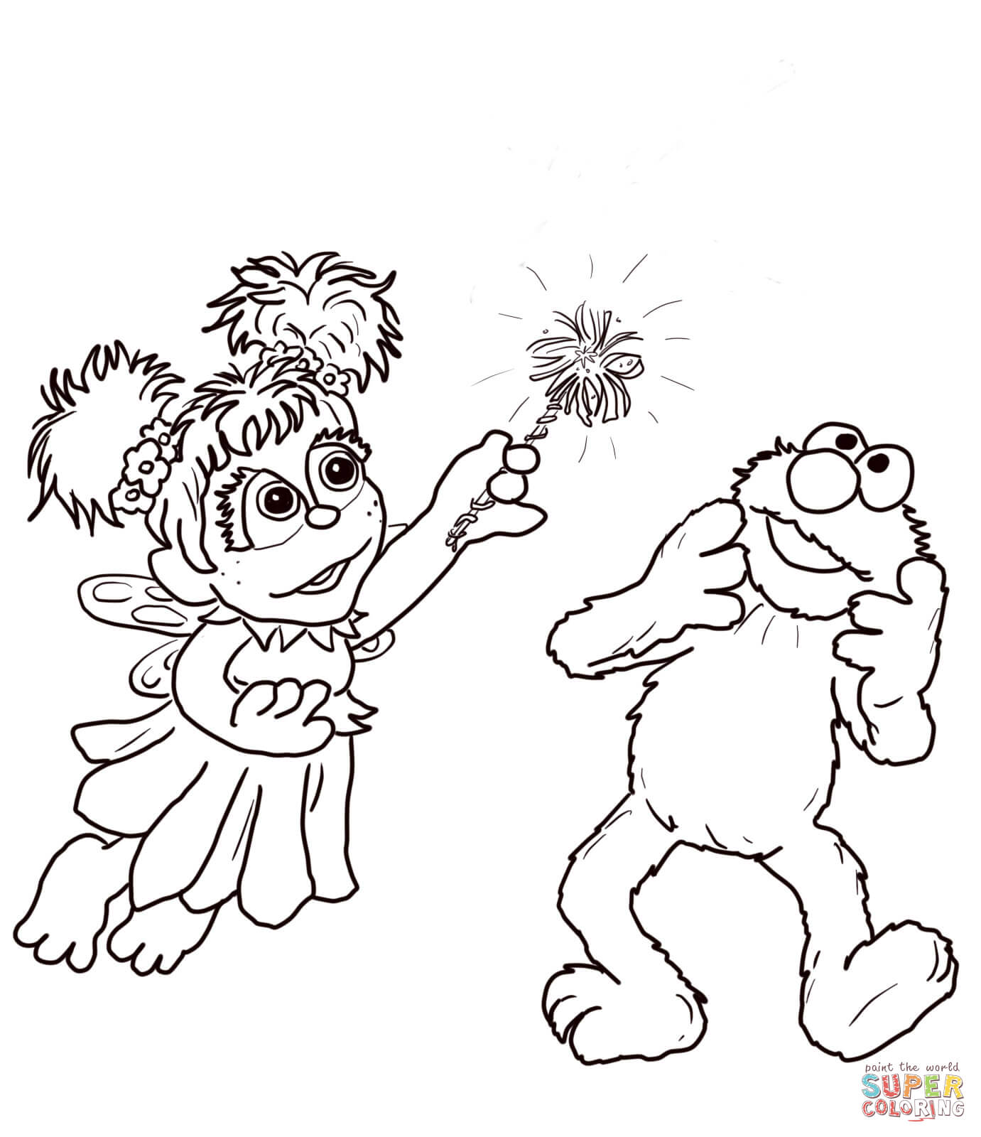 Abby Cadabby and Elmo coloring page | Free Printable Coloring Pages