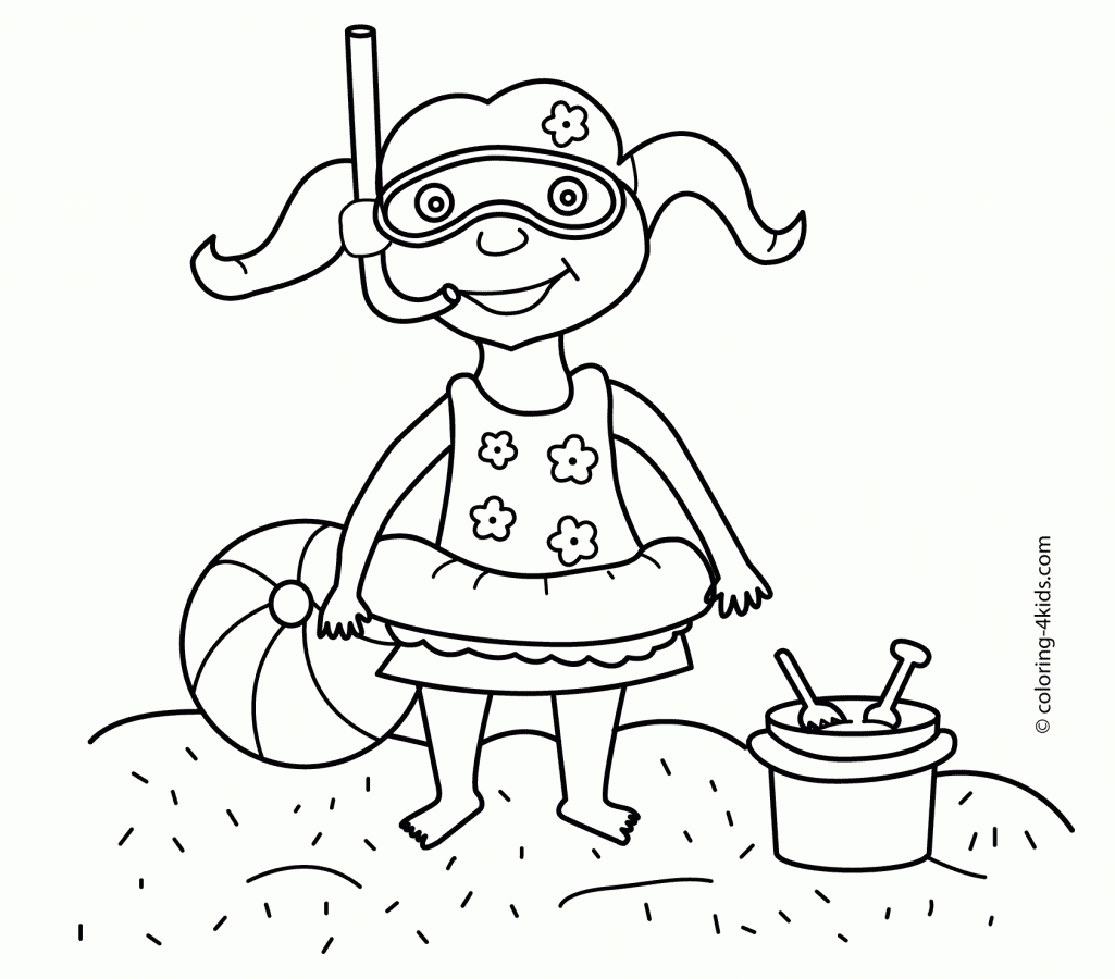 Beach Coloring Pages Show Me More Kids At Beach Colouring Pages ...