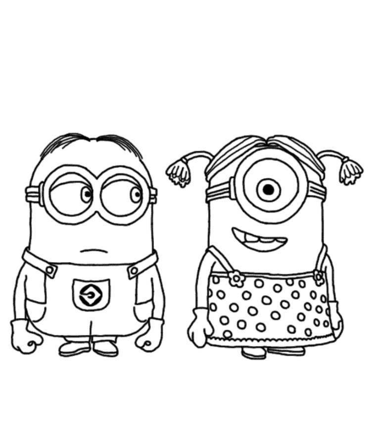 Print Minion Couple Despicable Me Coloring Pages or Download 