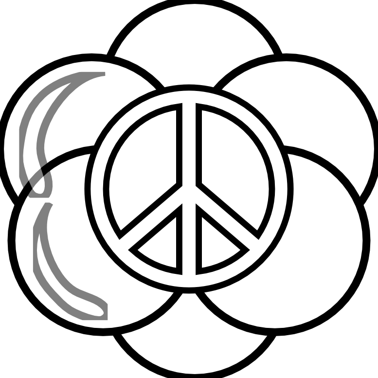 Peace Symbol Peace Sign Flower 13 Black White Line Art Coloring 