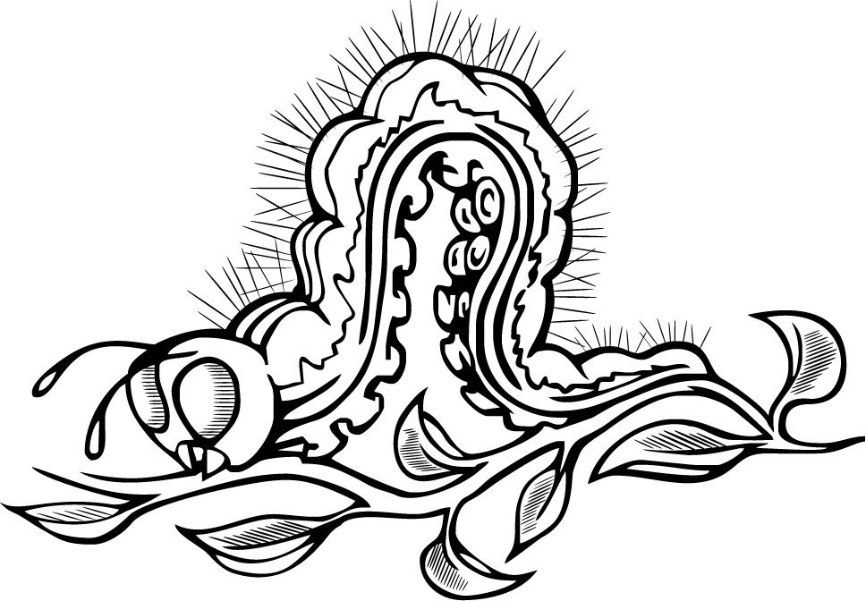 printable coloring page of caterpillar tattoo design for kids 