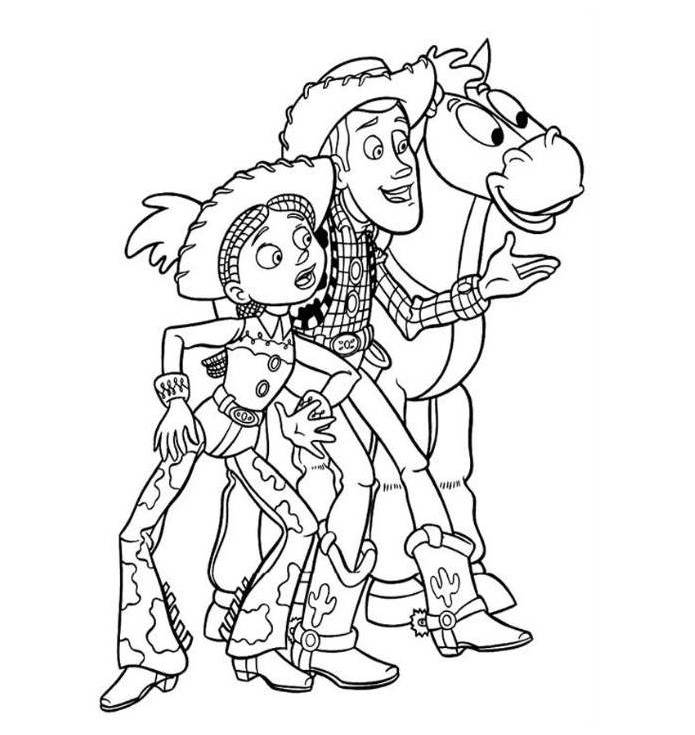 Print Woody Jessie Bullseye Toy Story 2 Coloring Page or Download ...