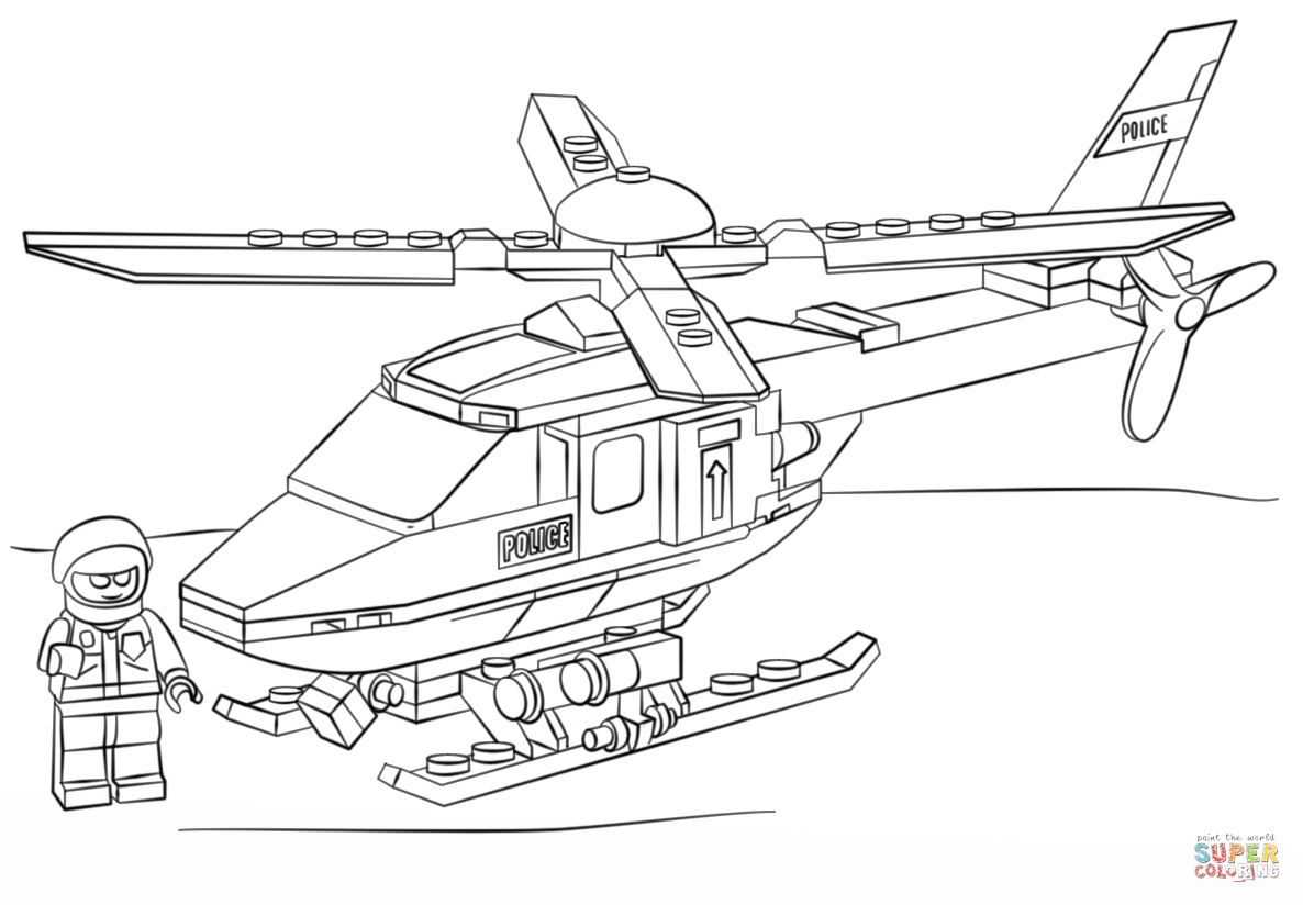 Lego Police Helicopter coloring page | Free Printable Coloring Pages