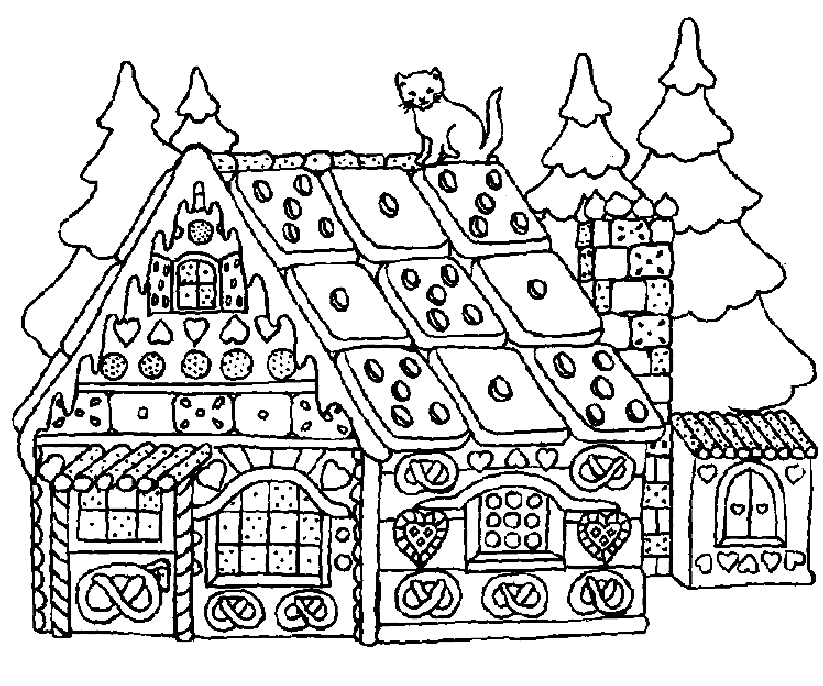 Christmas House Coloring Pages Printable - Coloring Pages For All Ages