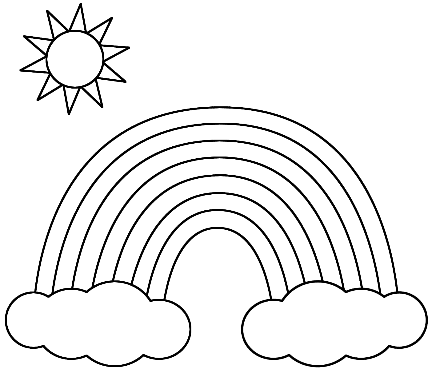 Black And White Rainbow Coloring Page Coloring Home