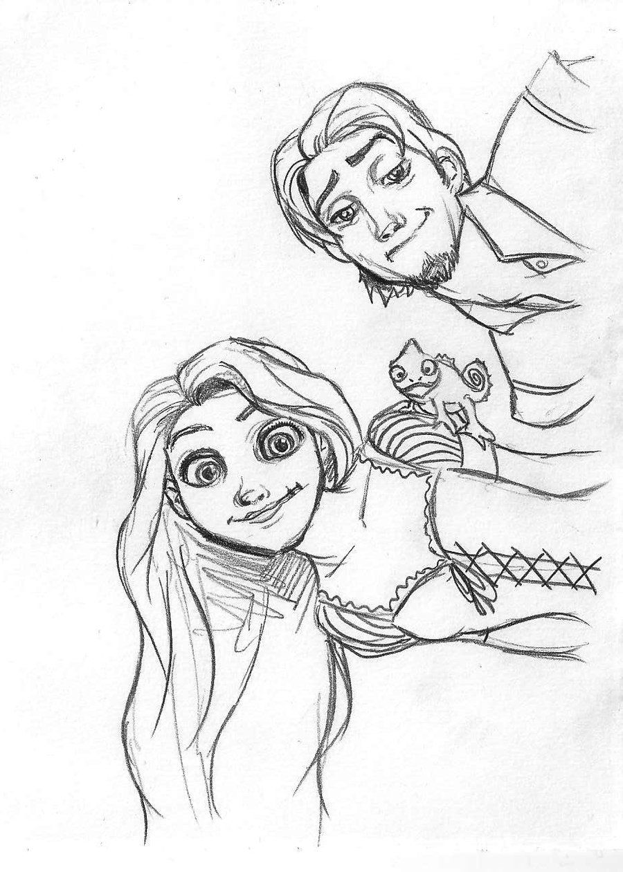 rapunzel and pascal coloring pages | Only Coloring Pages