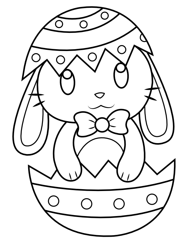 Printable Easter Bunny In Easter Egg Coloring Page