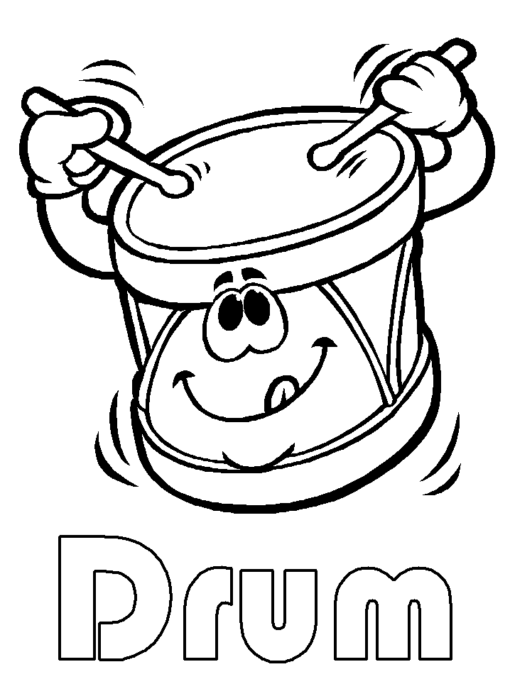 Cartoon Drum Coloring Page - Free Printable Coloring Pages for Kids